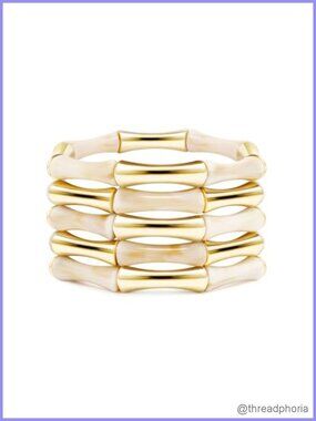 Gold Plated Acrylic Bead Bangle Bracelet Stackable Stretch Friendship Summer